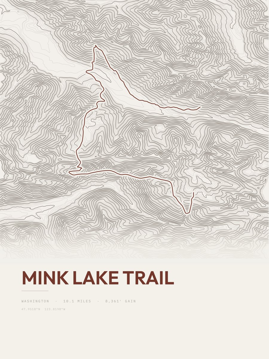 Mink Lake Trail topographic trail print