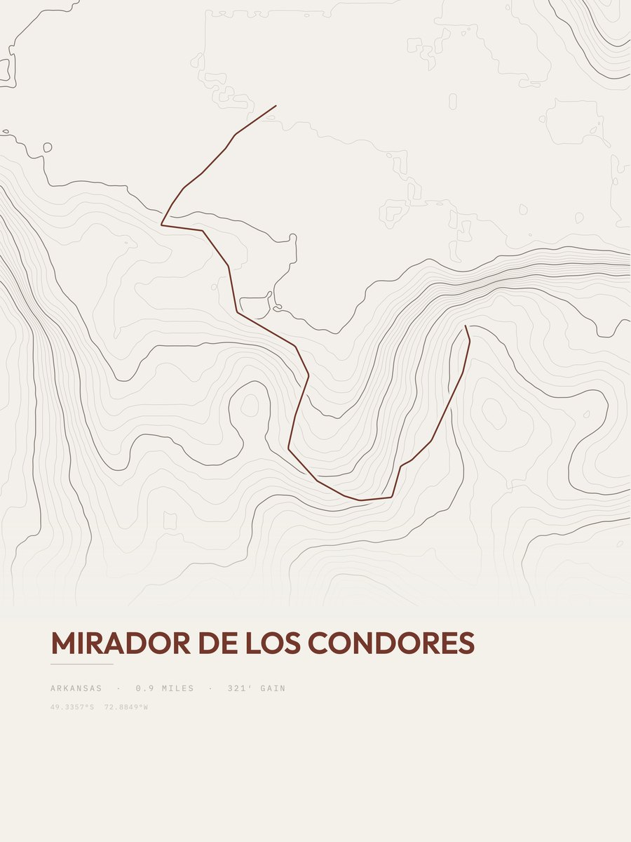 Mirador de los Condores topographic trail print