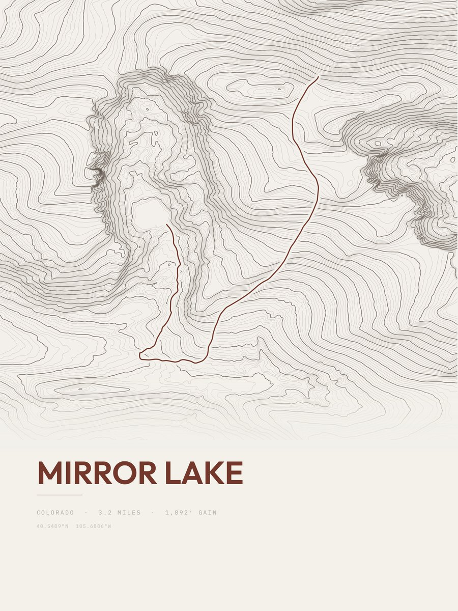 Mirror Lake Topographic print