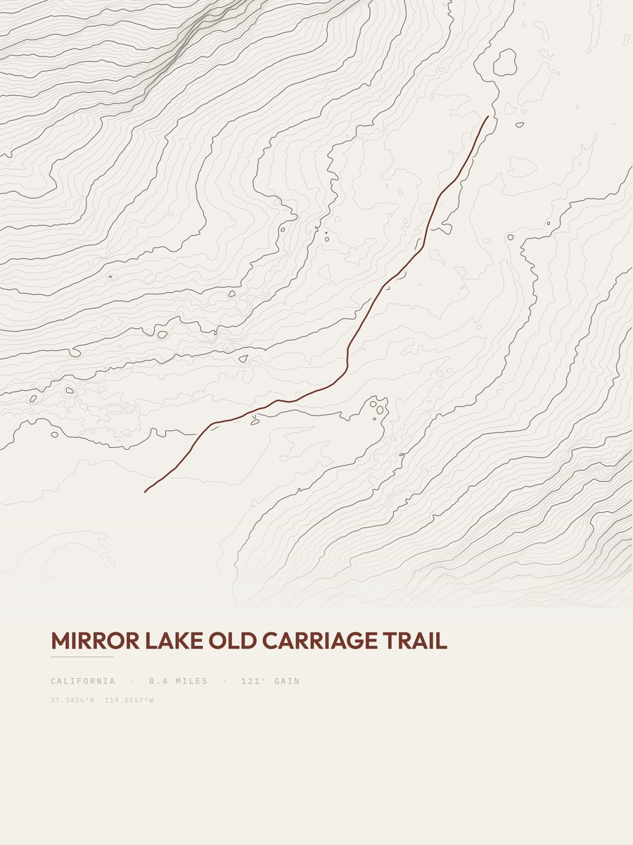 Mirror Lake Old Carriage Trail Topographic print