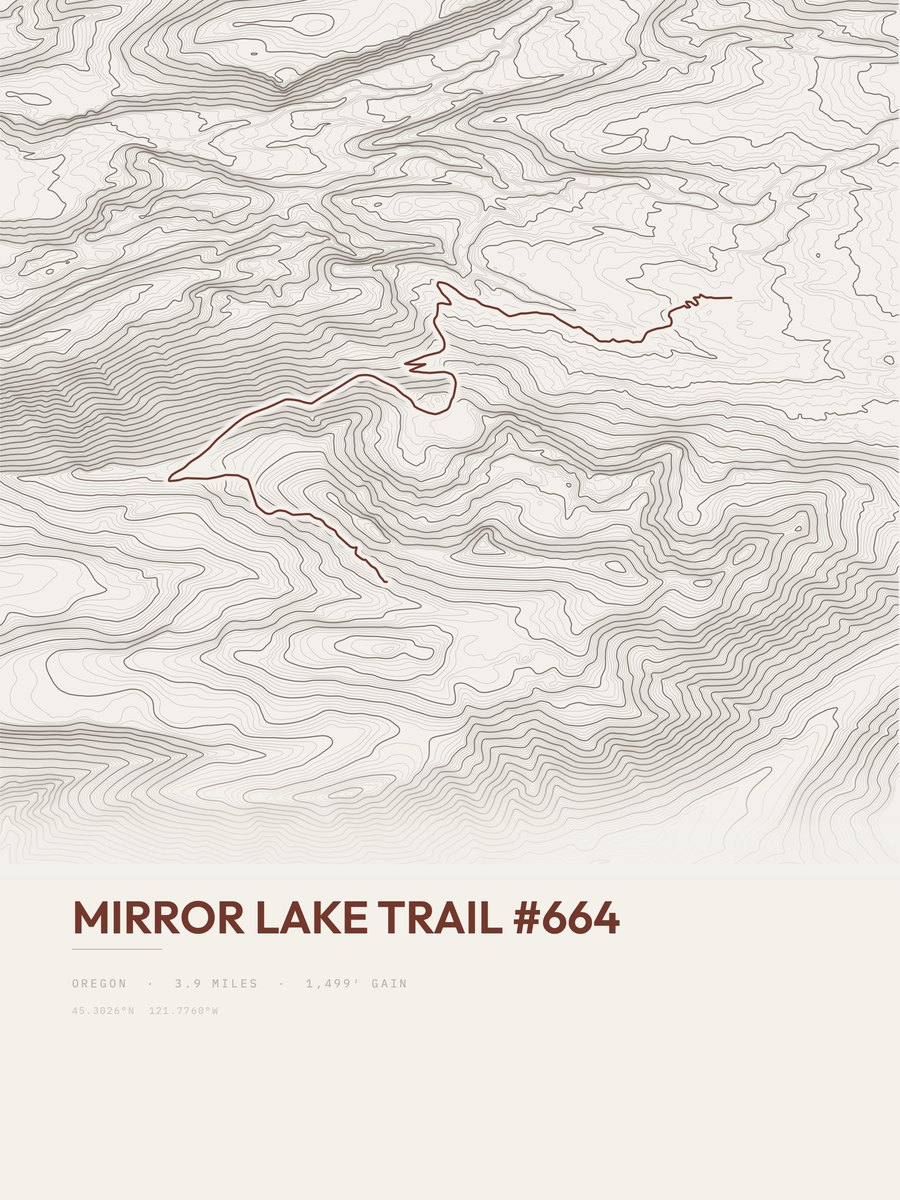 Mirror Lake Trail topographic trail print