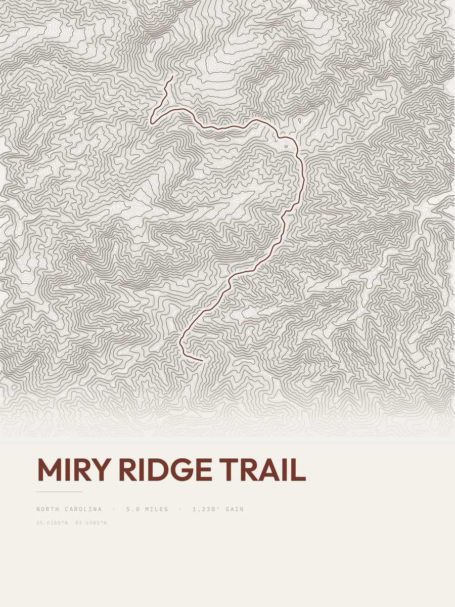 Miry Ridge Trail Topographic print