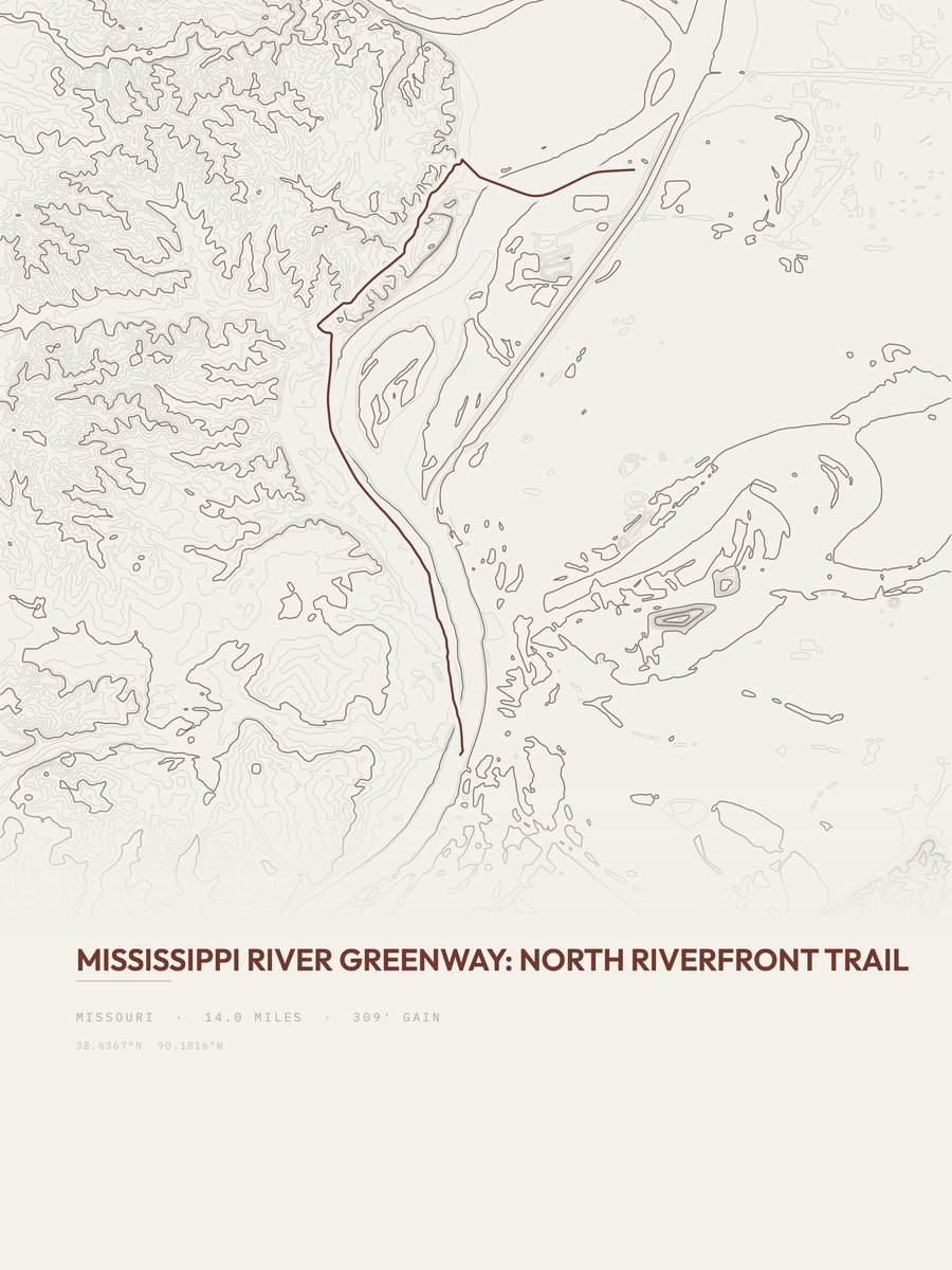 Mississippi River Greenway Topographic print