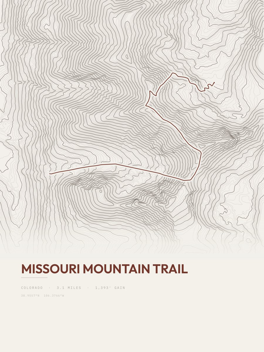 Missouri Mountain Trail Topographic print