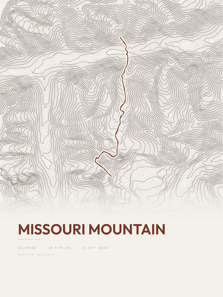 Missouri Mountain topographic trail print