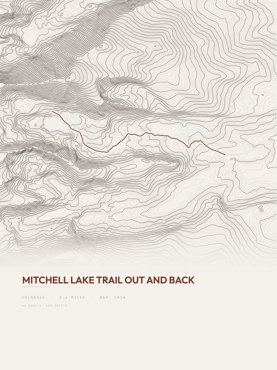 Mitchell Lake Trail topographic trail print