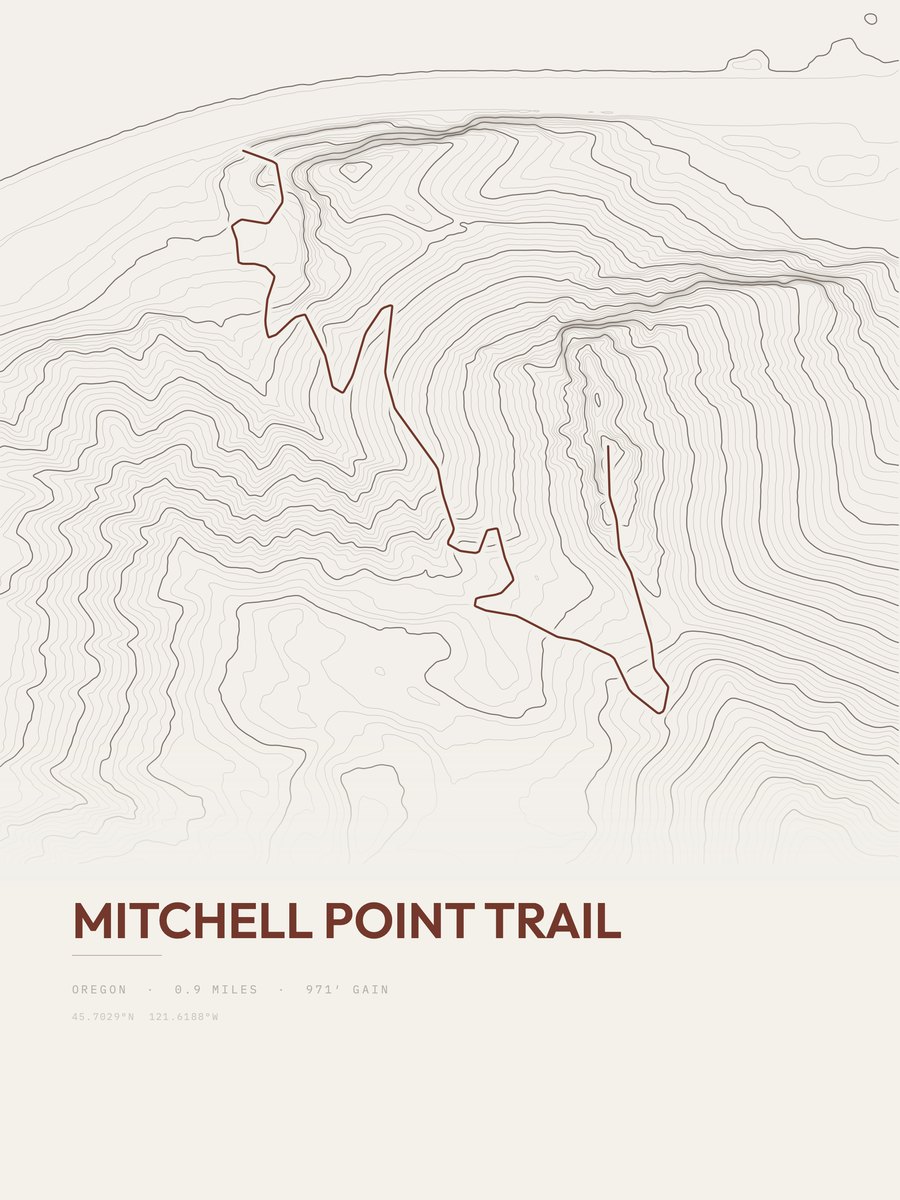 Mitchell Point Trail Topographic print