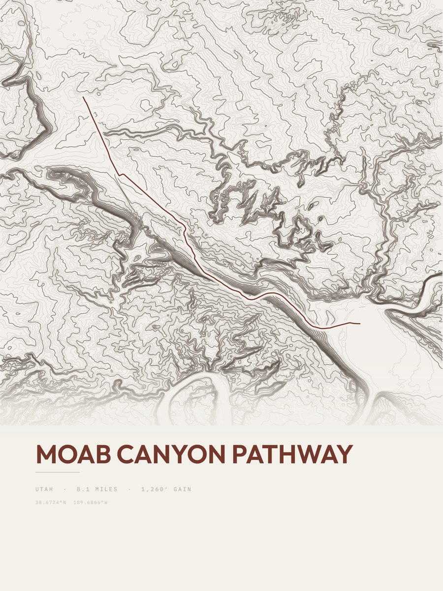 Moab Canyon Pathway Topographic print