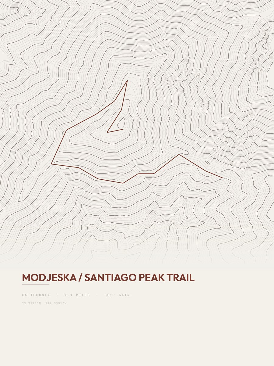 Modjeska / Santiago Peak Trail Topographic print