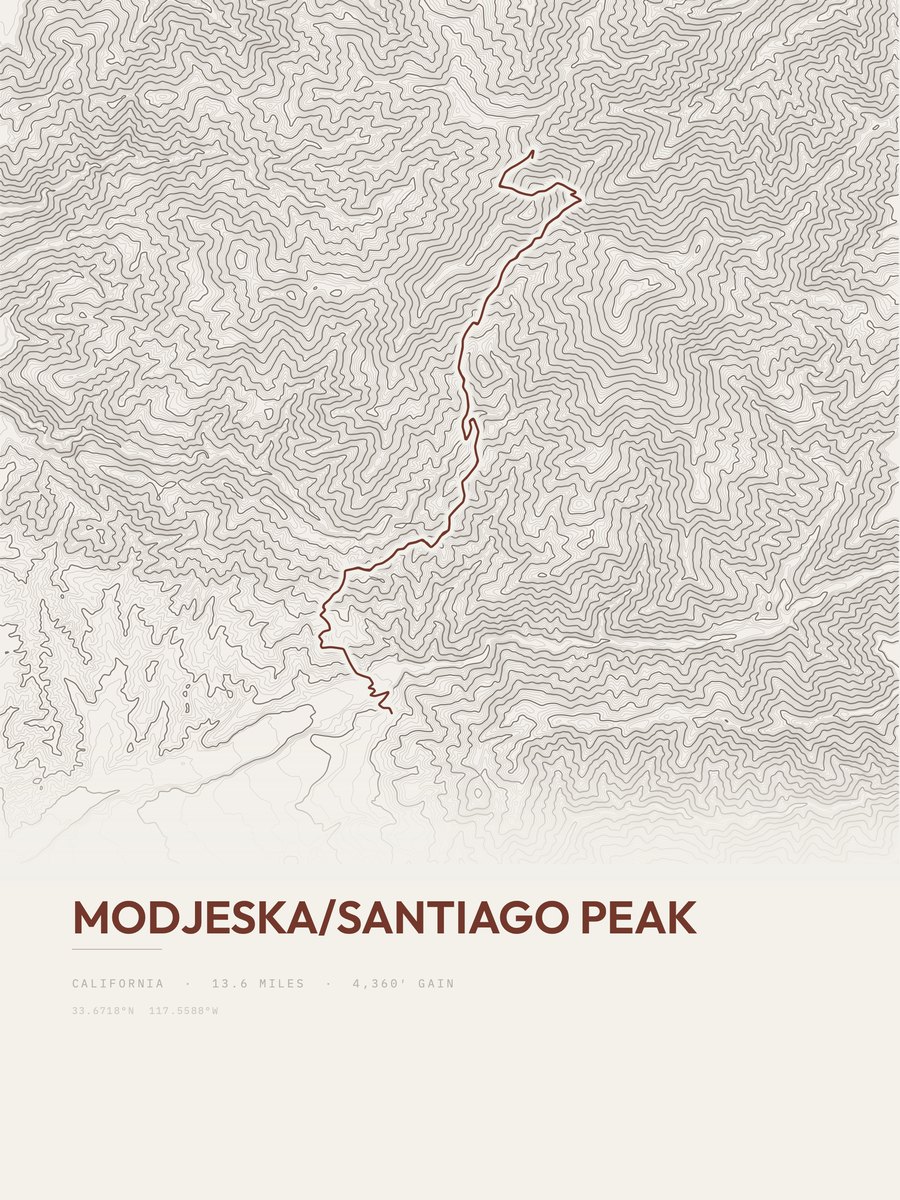 Modjeska / Santiago Peak Topographic print
