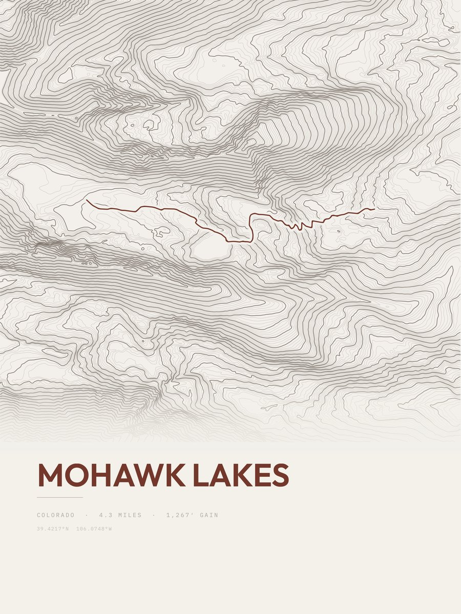 Mohawk Lakes topographic trail print