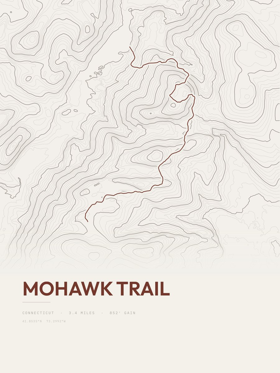 Mohawk Trail topographic trail print