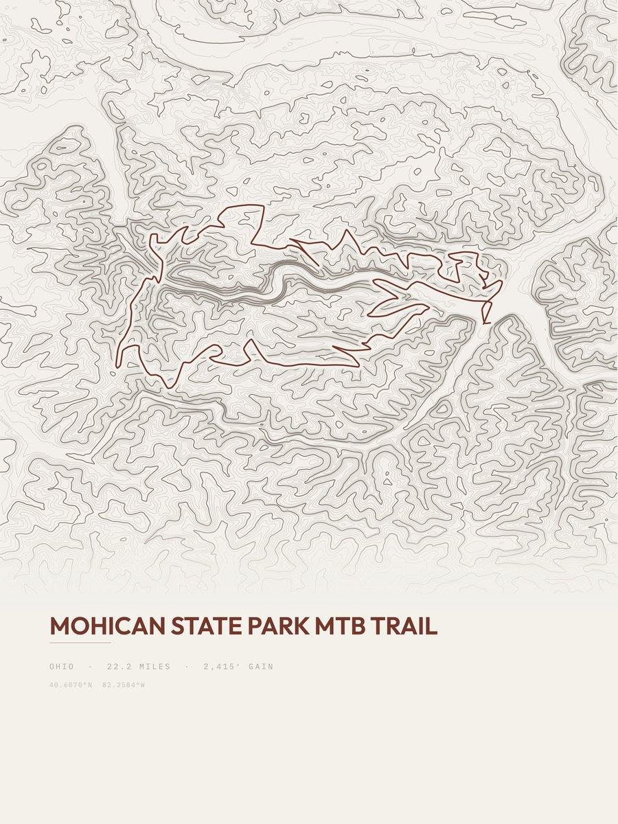 Mohican State Park MTB Trail Topographic print