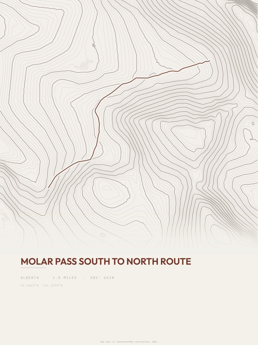 Molar Pass South to North Route Topographic print