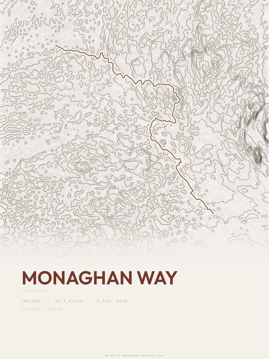 Monaghan Way Topographic print