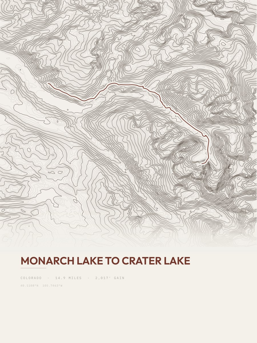 Monarch Lake to Crater Lake Topographic print