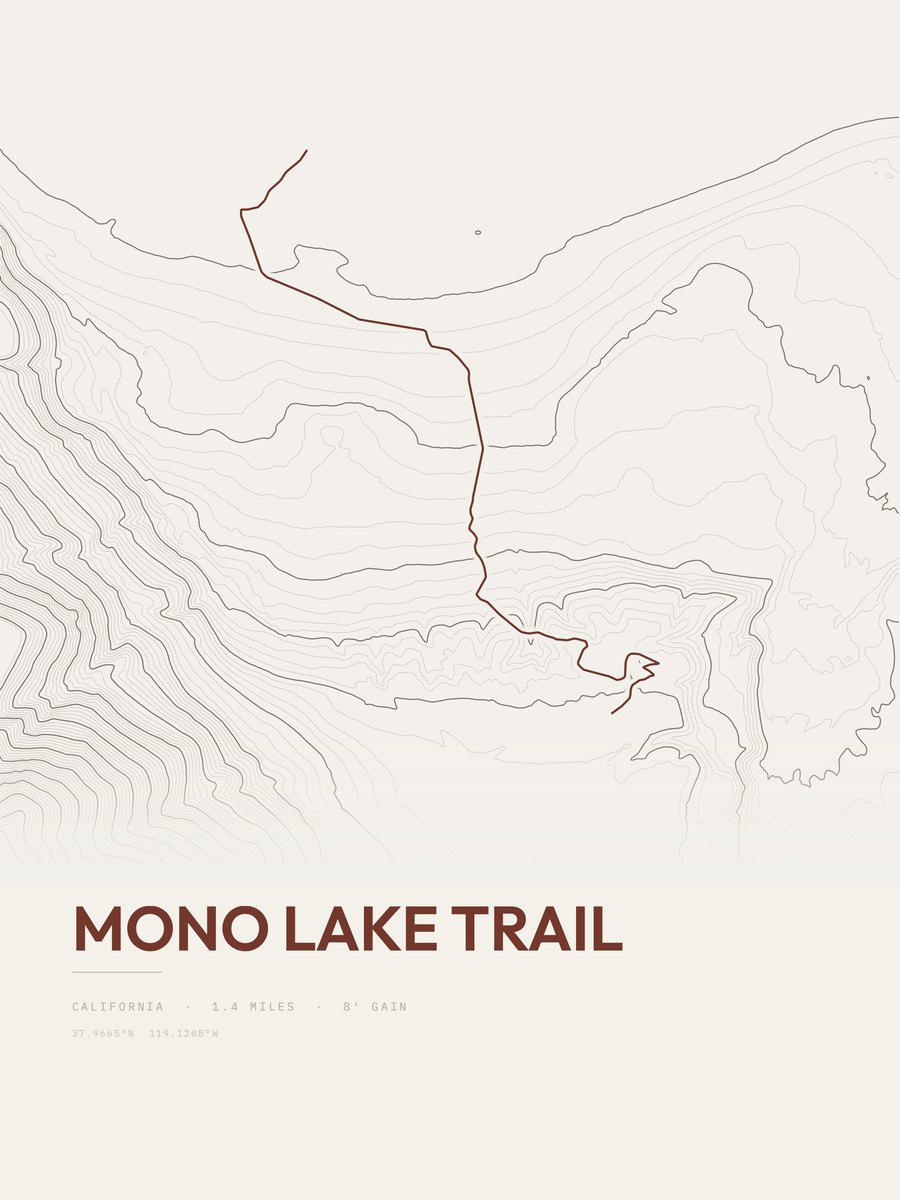 Mono Lake Trail topographic trail print