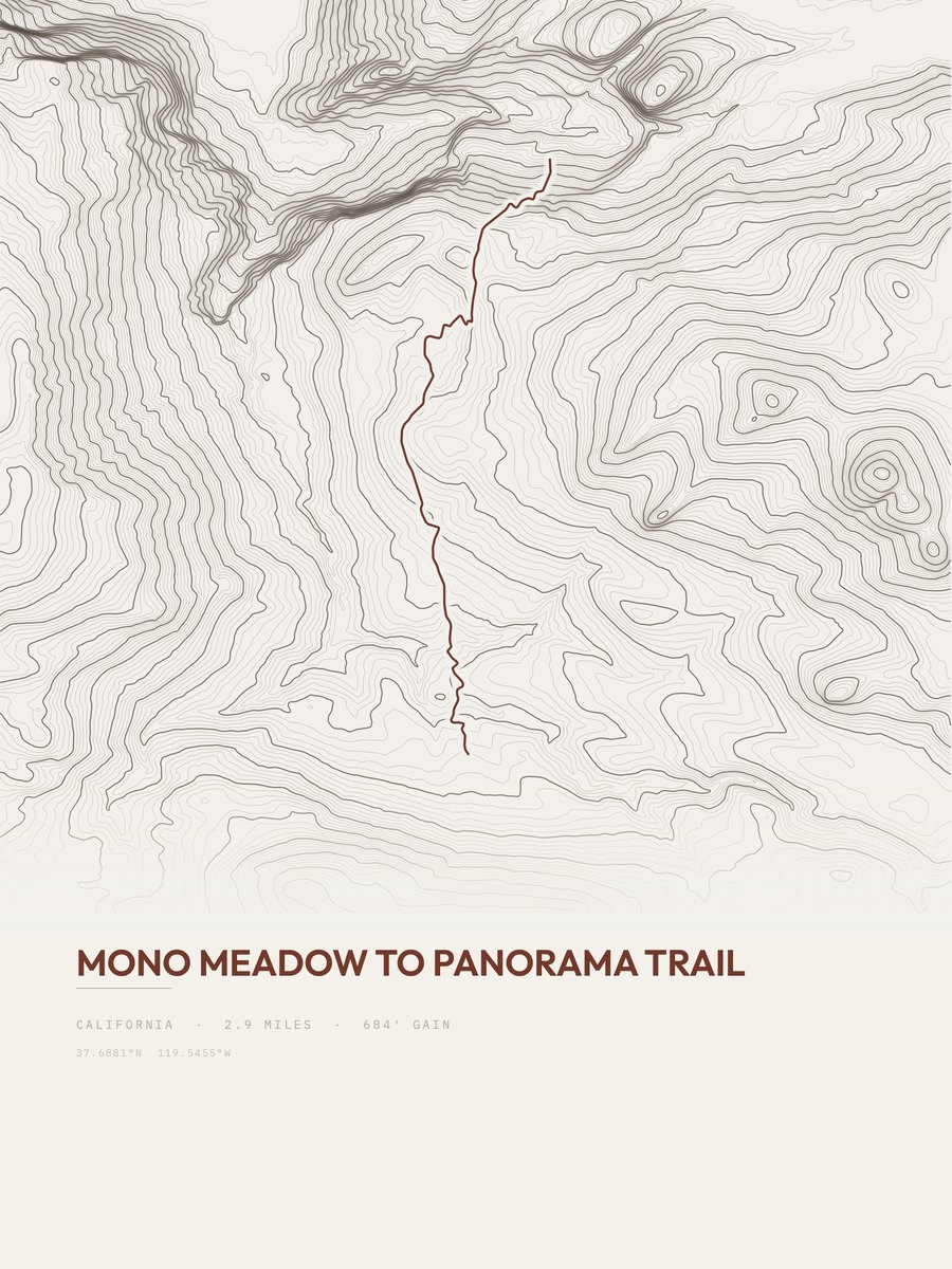 Mono Meadow to Panorama Trail Topographic print