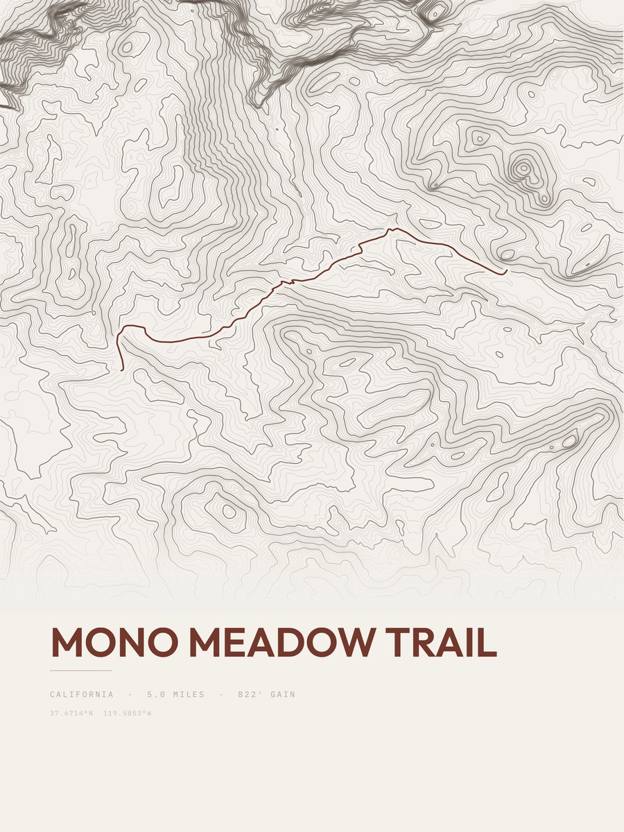 Mono Meadow Trail Topographic print