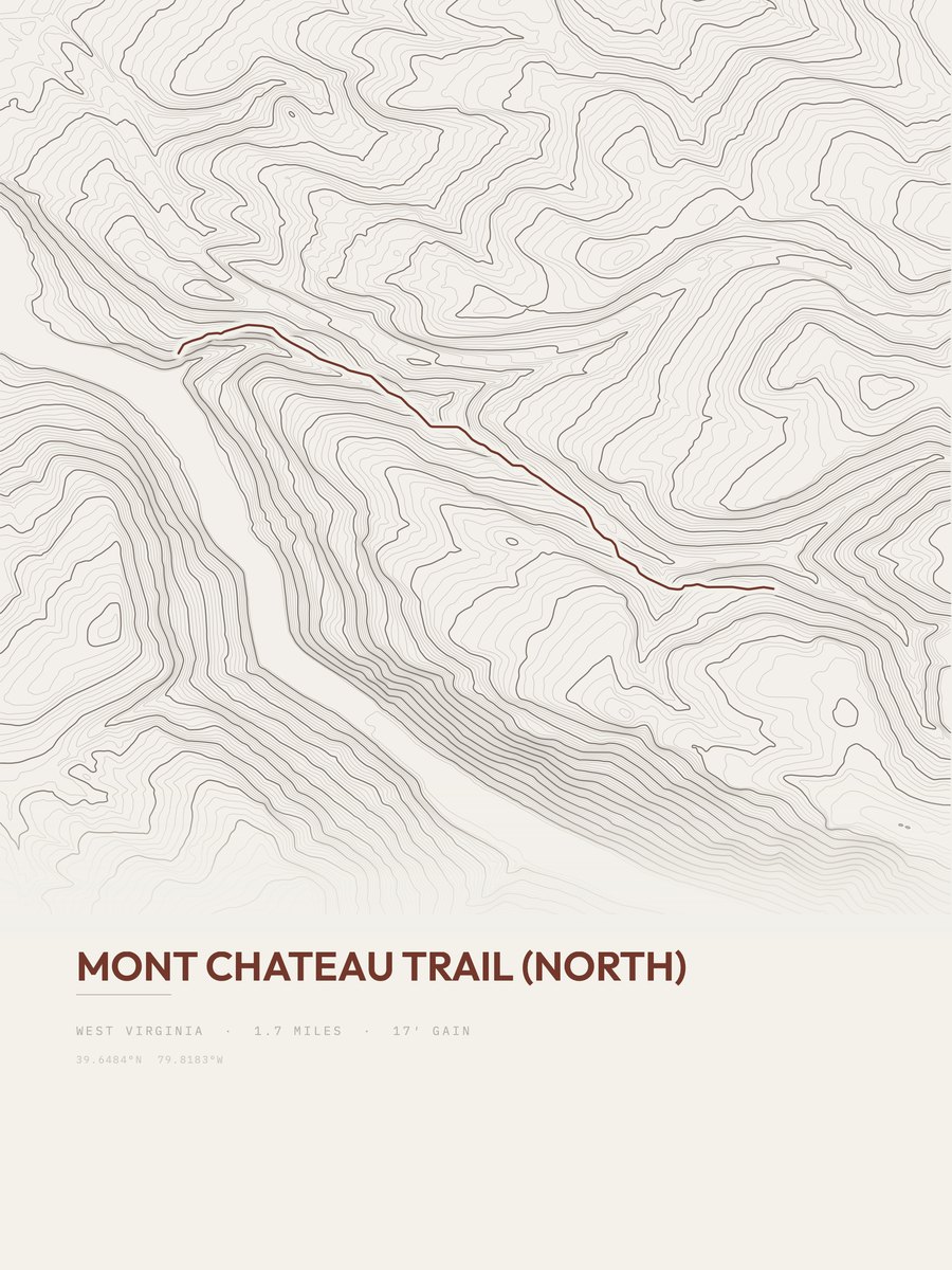 Mont Chateau Trail (North) topographic trail print