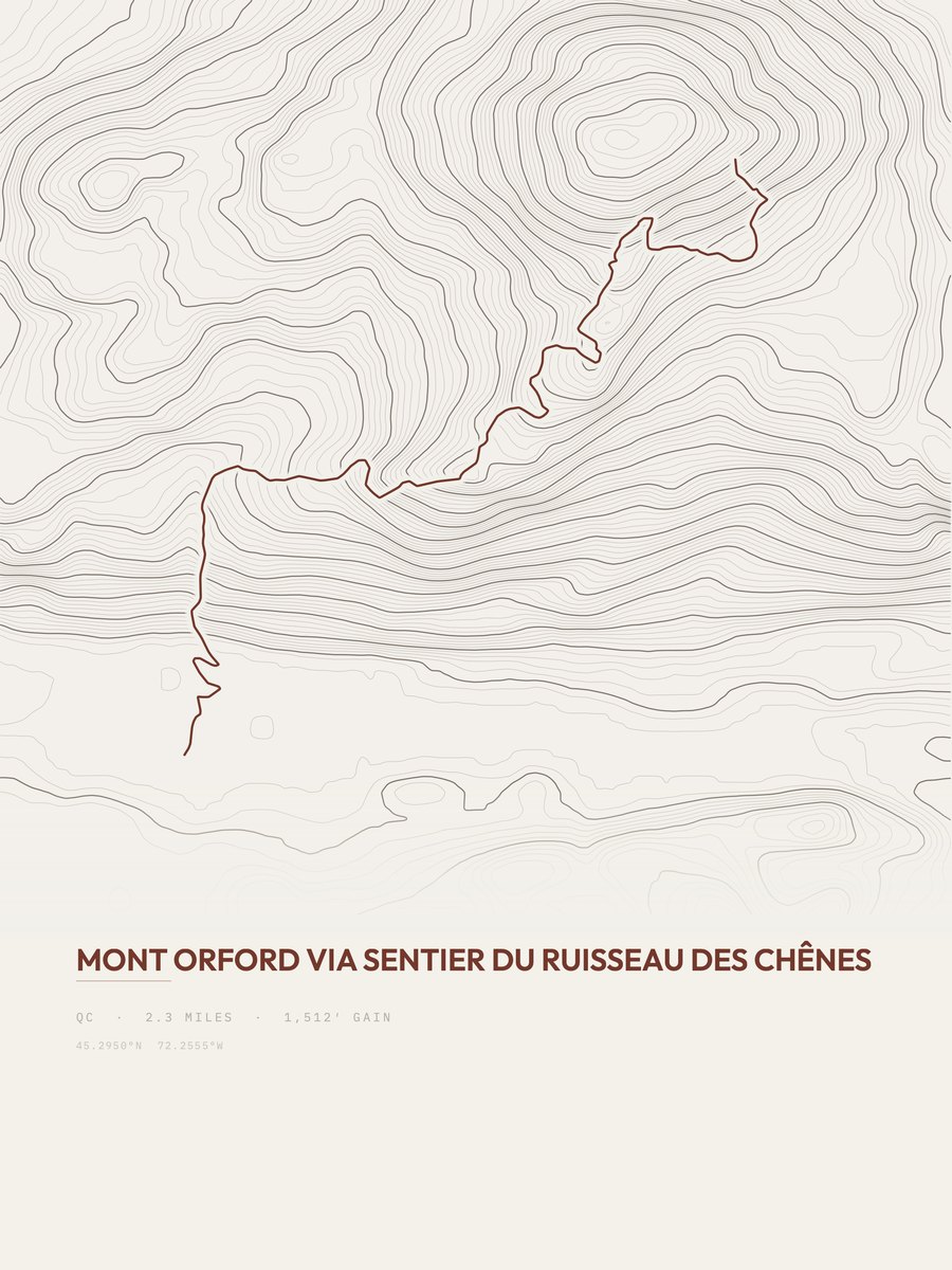 Mont Orford topographic trail print