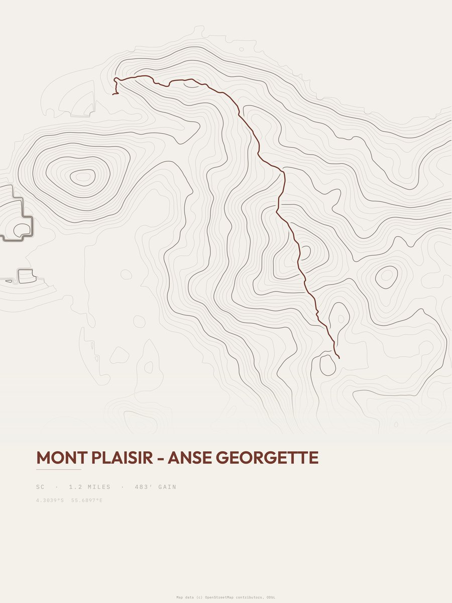 Mont Plaisir - Anse Georgette Topographic print