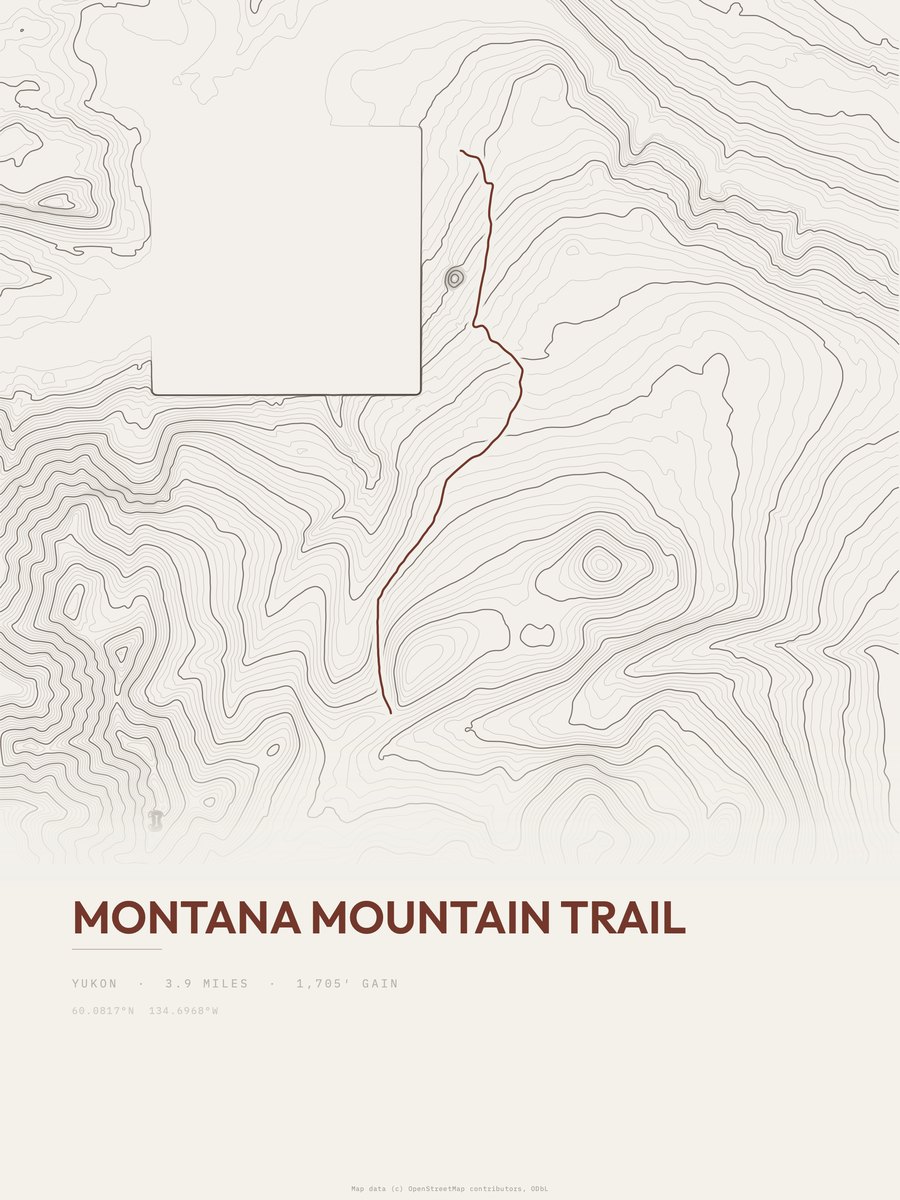 Montana Mountain Trail Topographic print