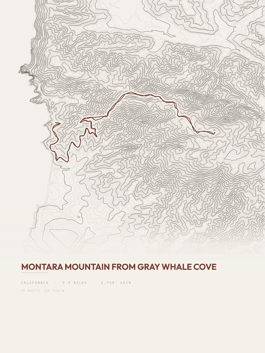 Montara Mountain topographic trail print