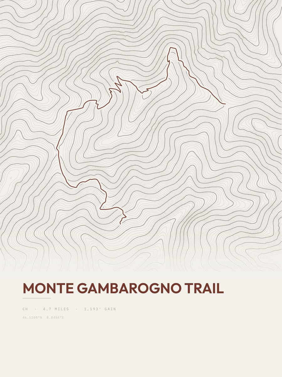 Monte Gambarogno Trail topographic trail print