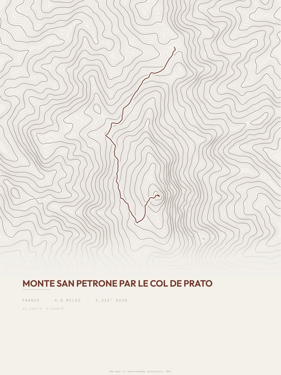Monte San Petrone topographic trail print