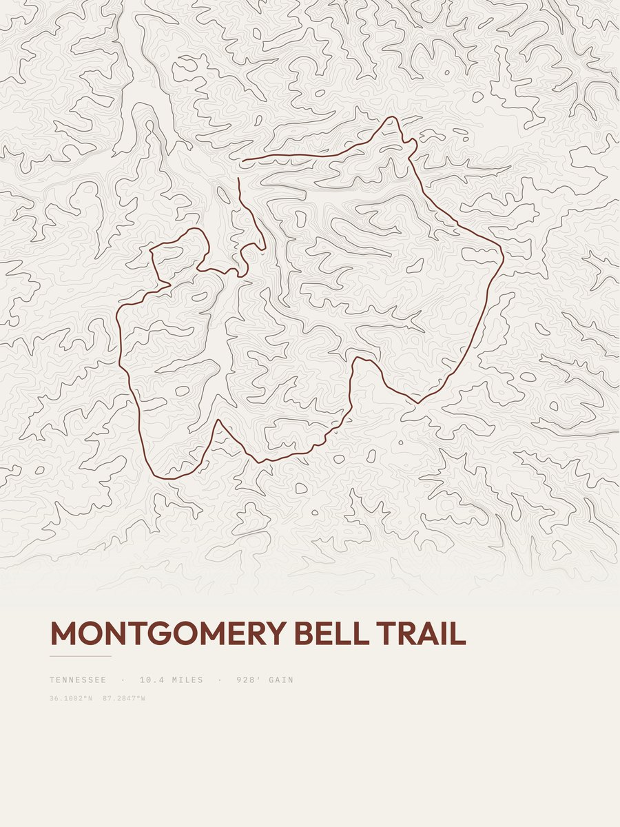 Montgomery Bell Trail Topographic print