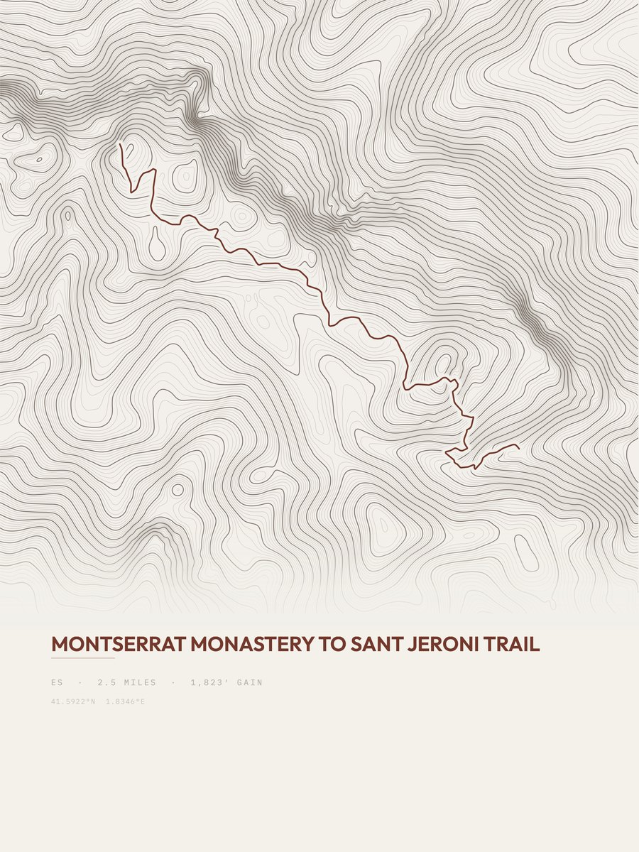 Sant Jeroni Trail topographic trail print