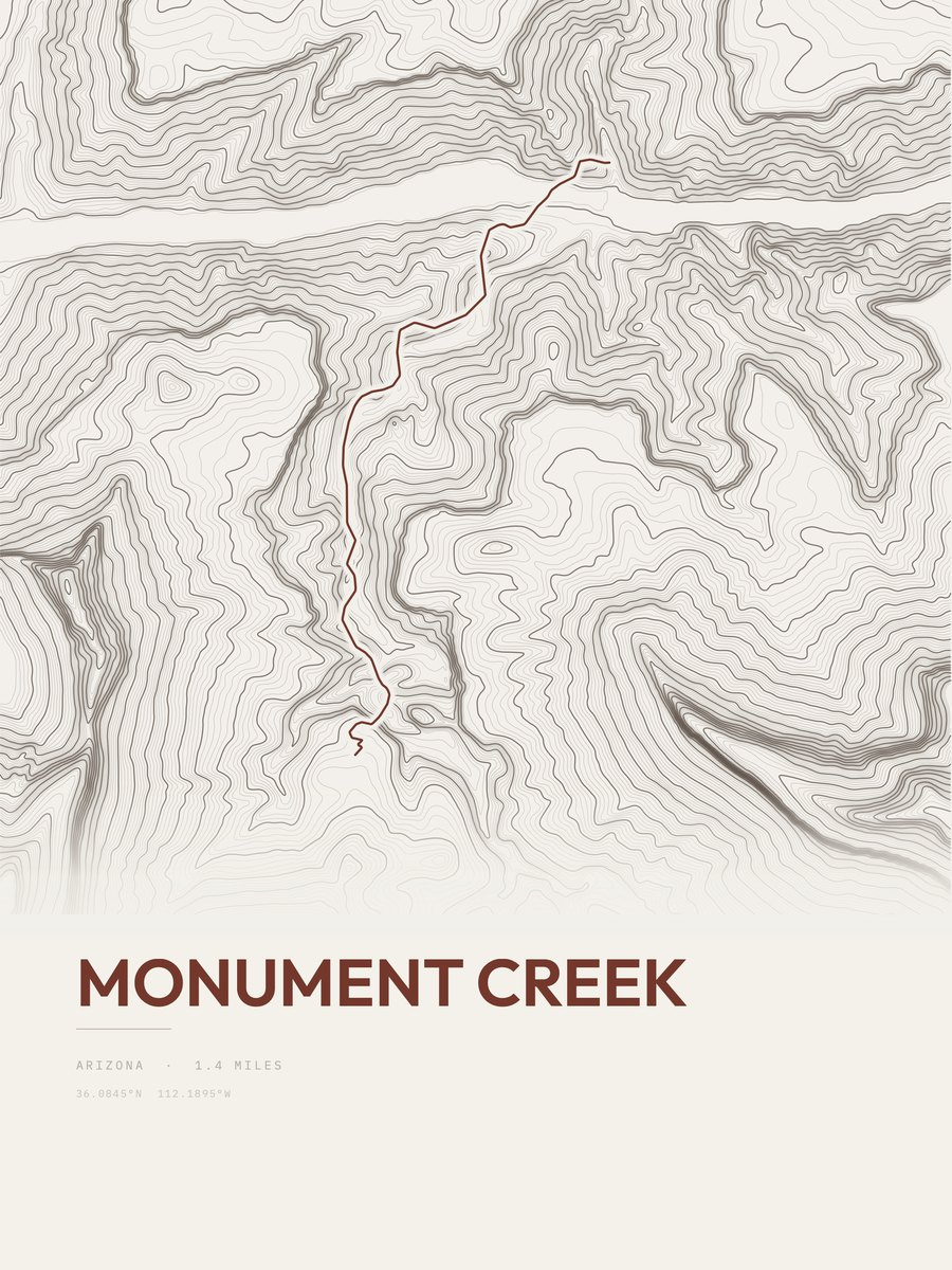 Monument Creek topographic trail print