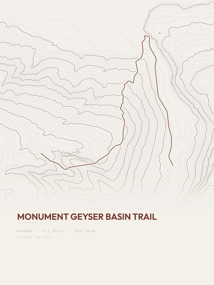 Monument Geyser Basin Trail Topographic print
