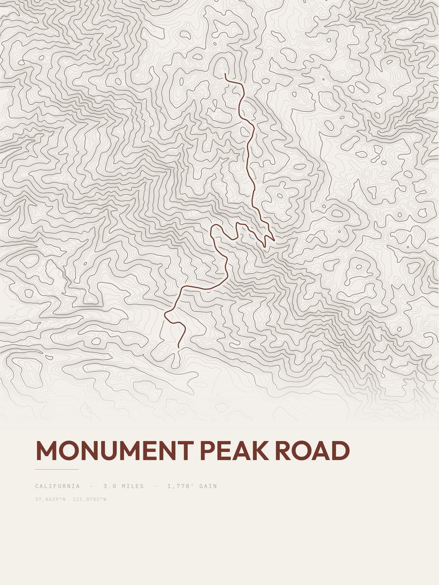 Monument Peak Road Topographic print