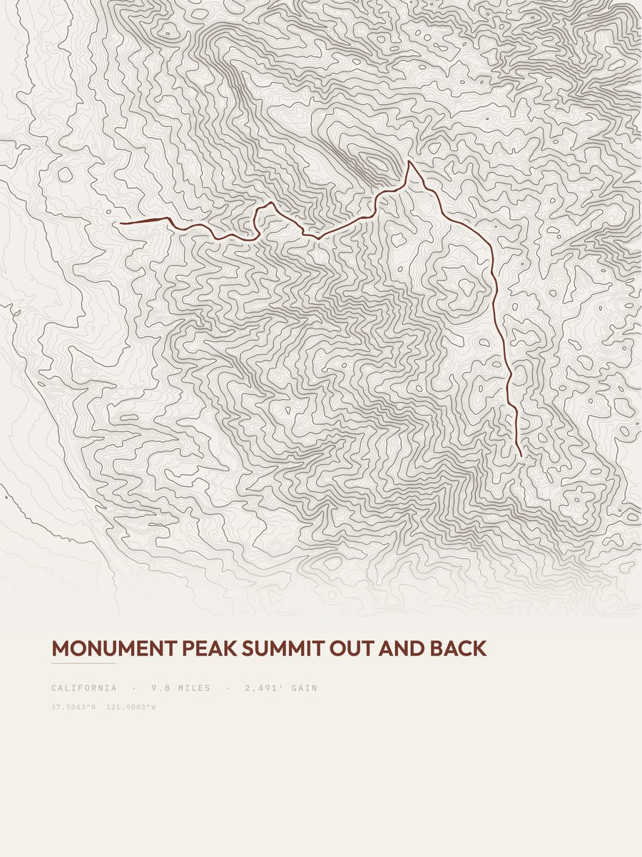 Monument Peak Summit Topographic print