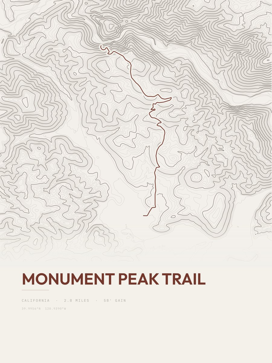 Monument Peak Trail Topographic print