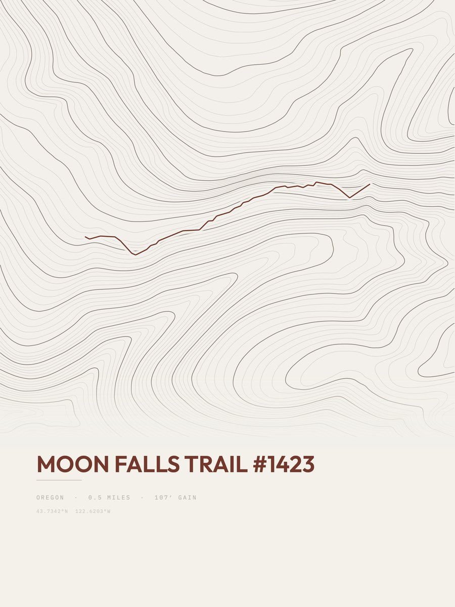Moon Falls Trail Topographic print