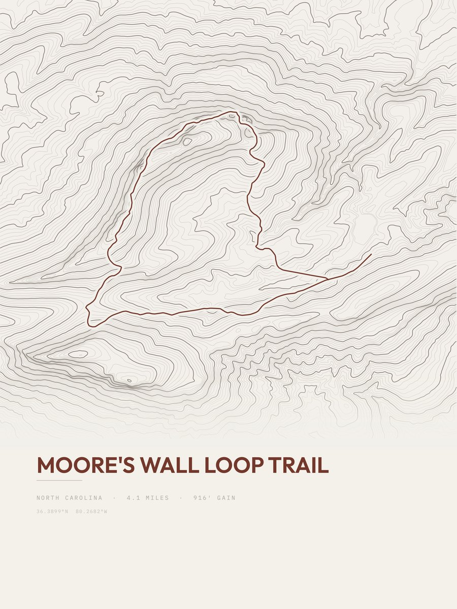 Moore's Wall Loop Trail Topographic print