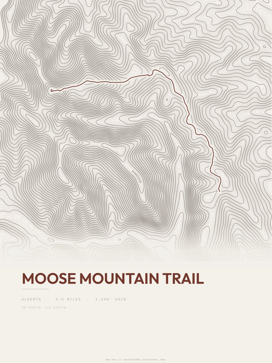 Moose Mountain Trail Topographic print