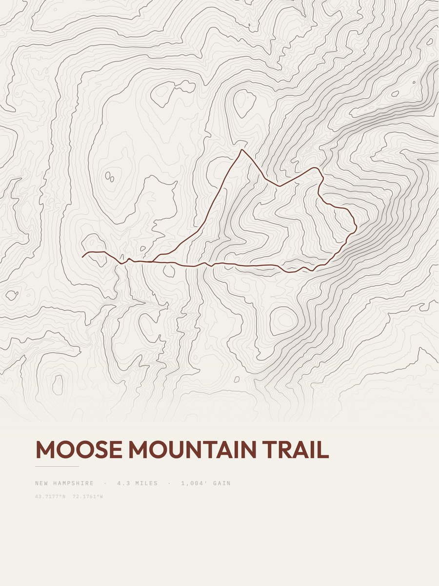 Moose Mountain Trail topographic trail print
