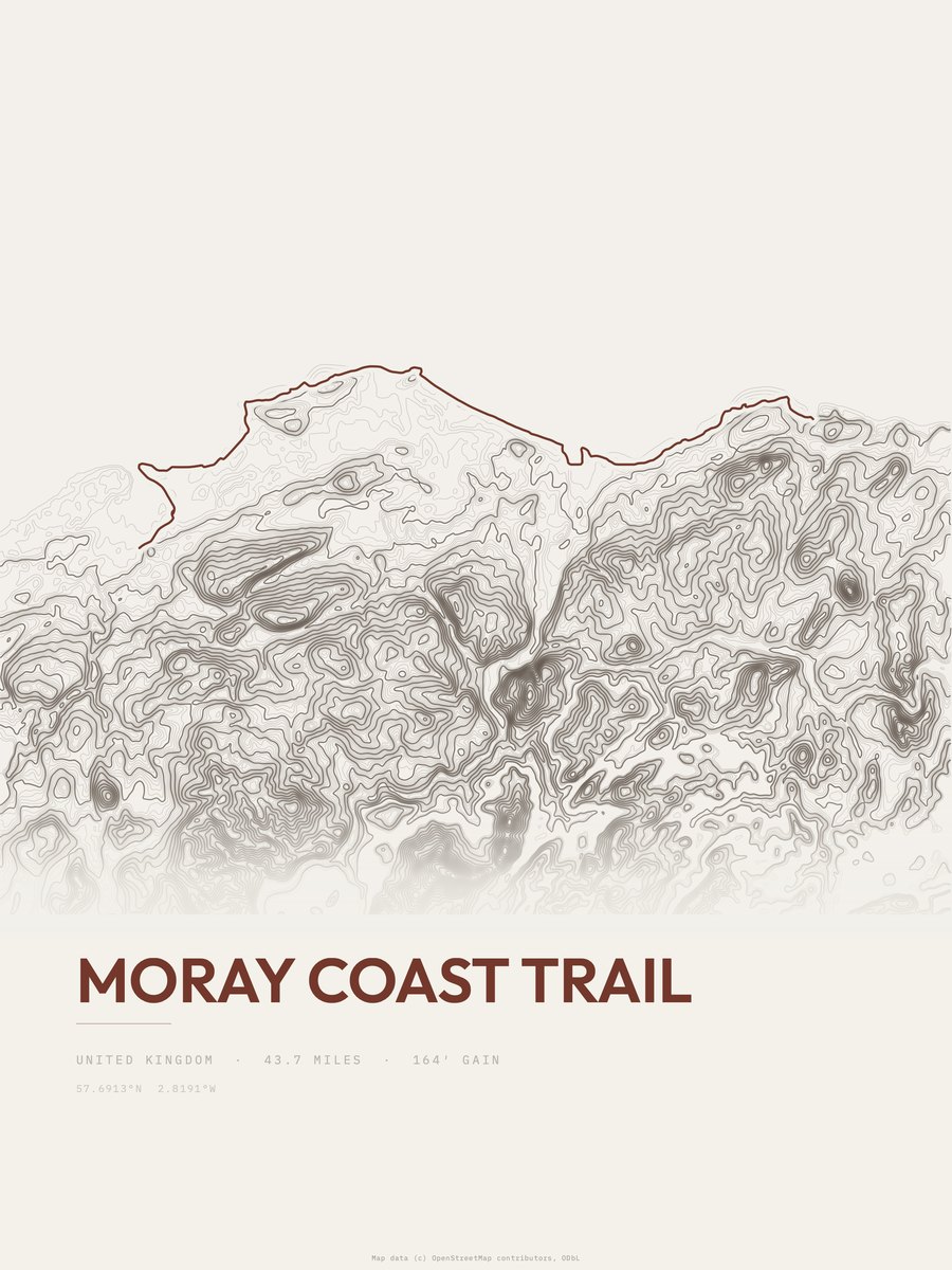 Moray Coast Trail topographic trail print