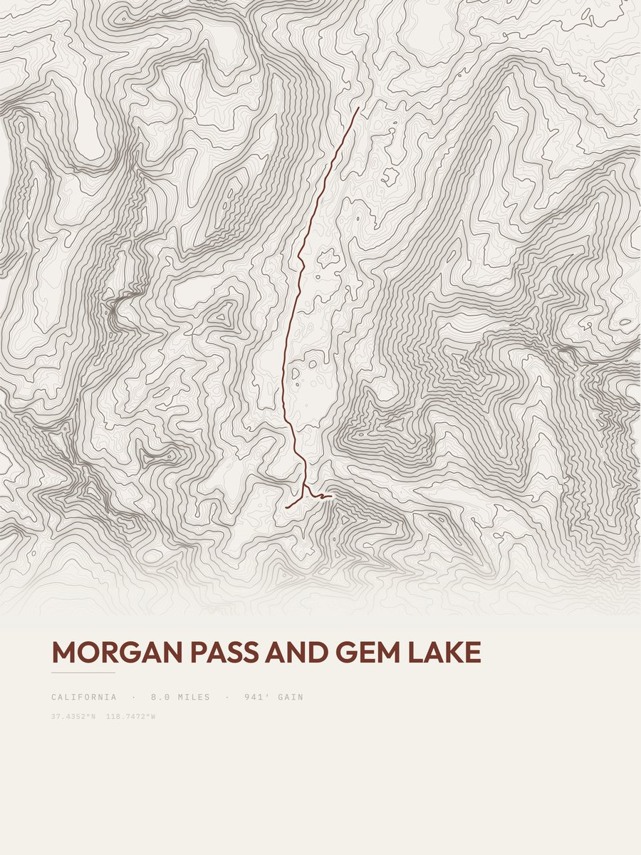 Morgan Pass and Gem Lake Topographic print