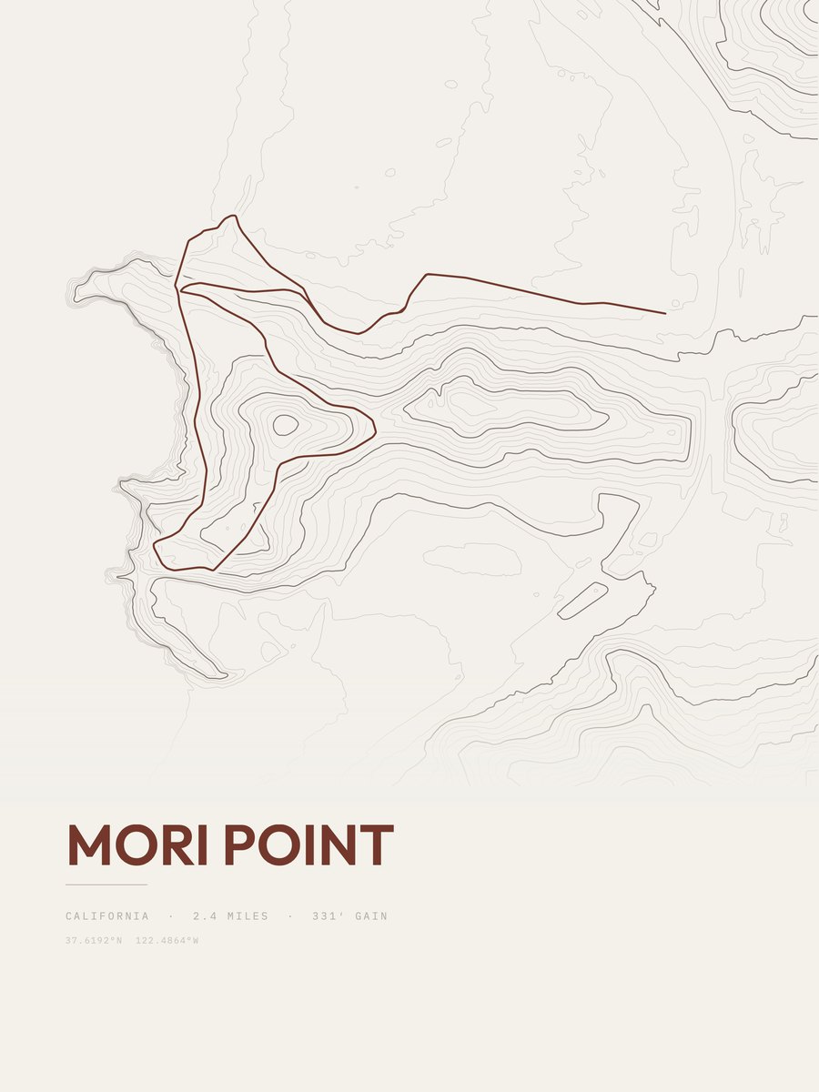 Mori Point topographic trail print