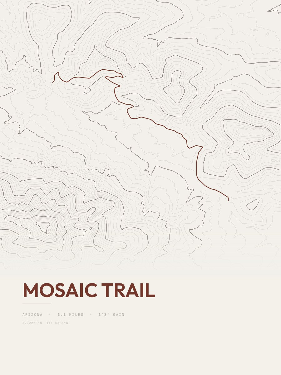 Mosaic Trail topographic trail print