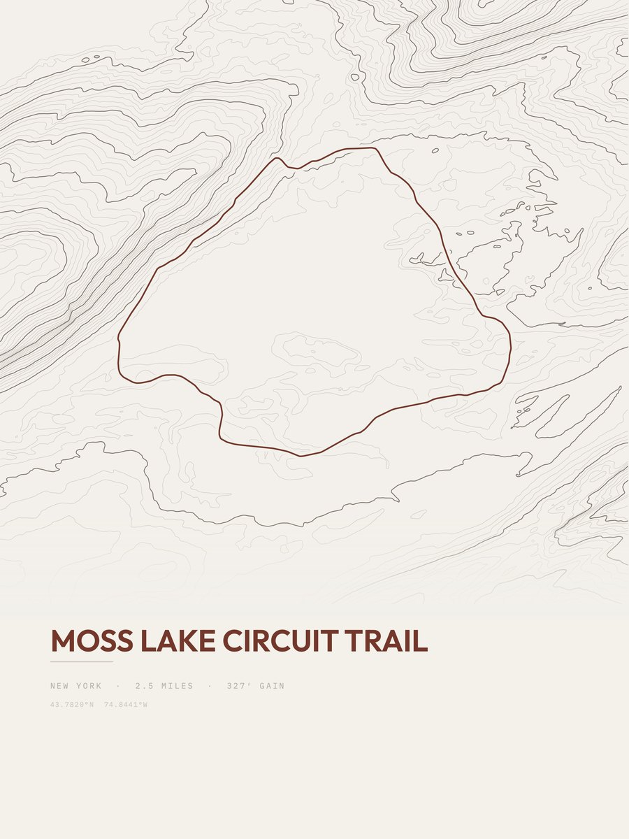 Moss Lake Circuit Trail topographic trail print