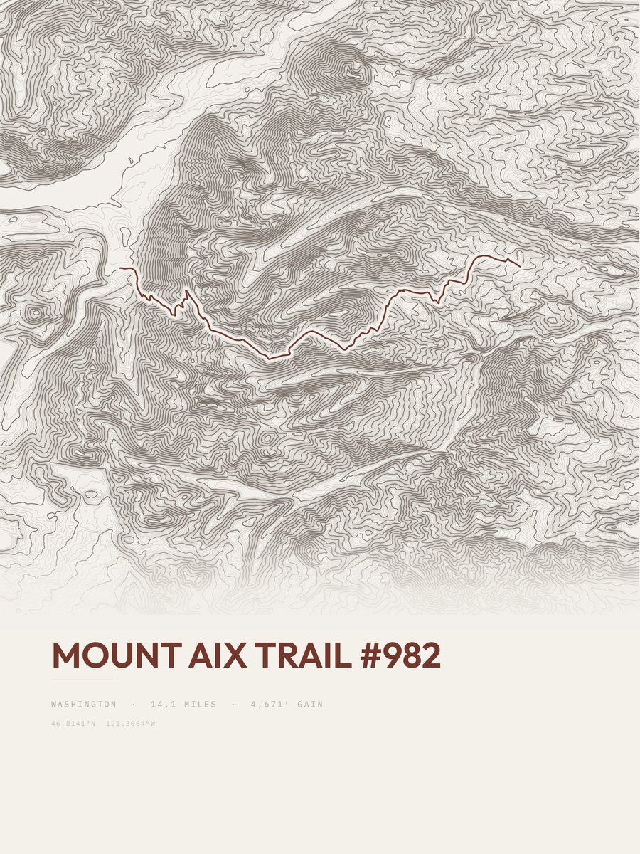 Mount Aix Trail Topographic print