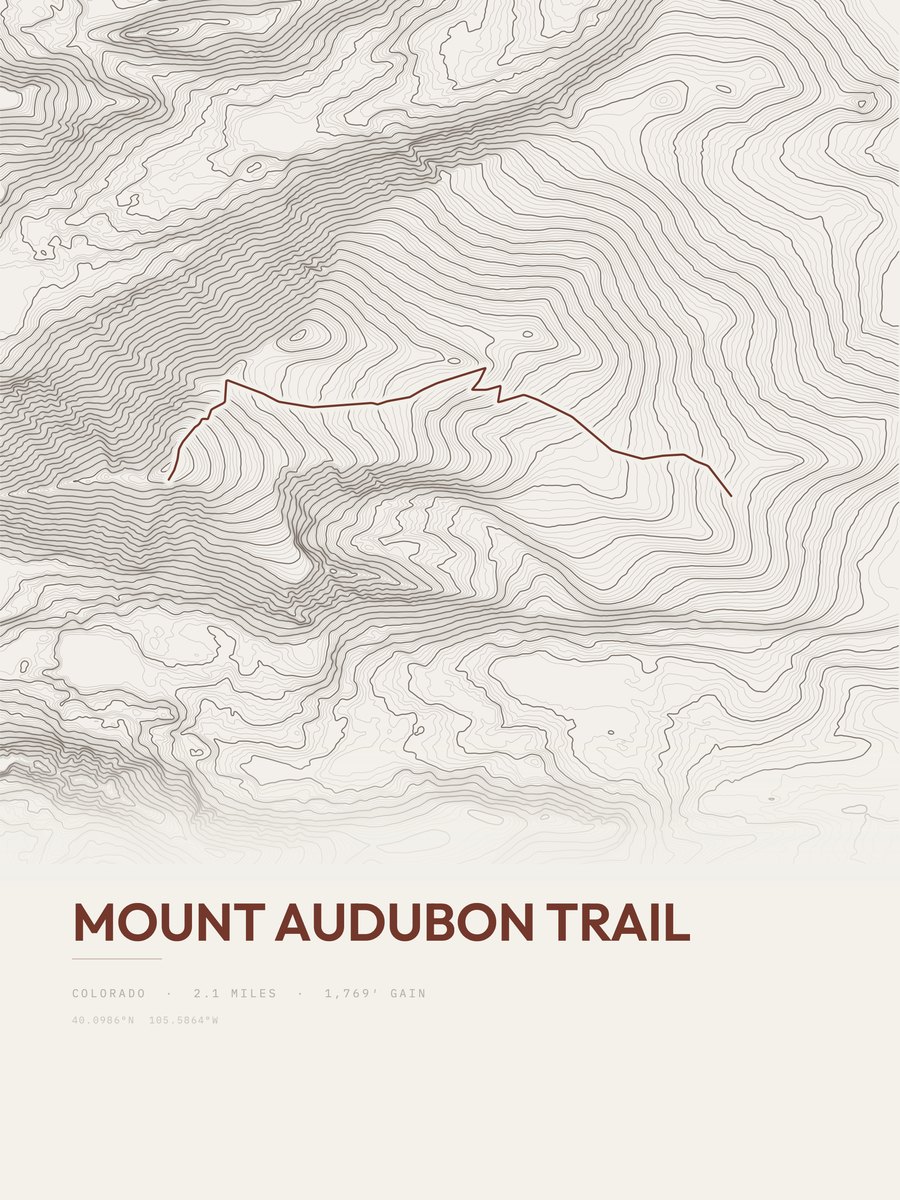 Mount Audubon Trail Topographic print