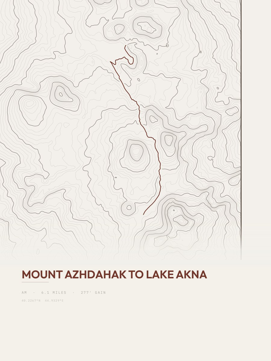 Mount Azhdahak to Lake Akna Topographic print