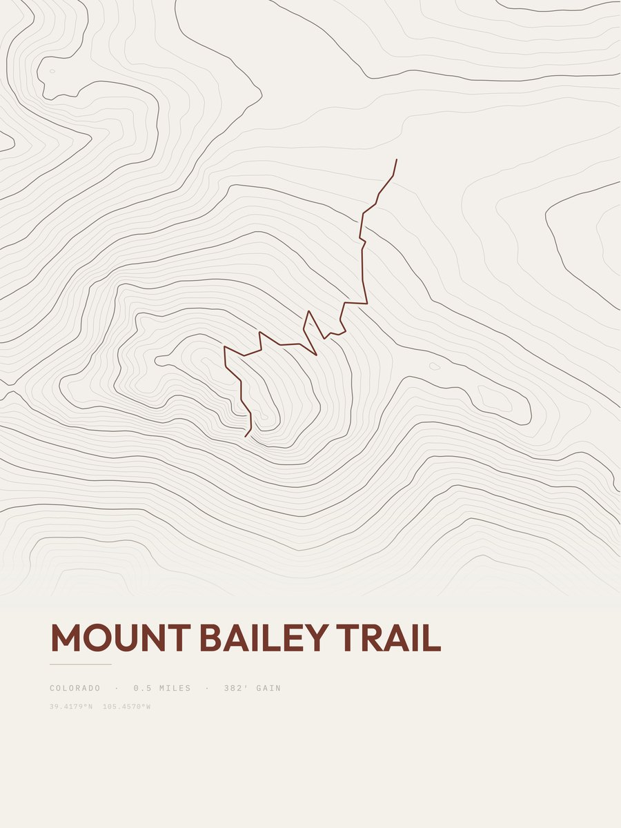 Mount Bailey Trail topographic trail print